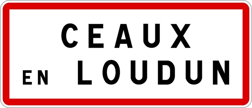 Panneau entrée ville agglomération Ceaux-en-Loudun / Town entrance sign Ceaux-en-Loudun
