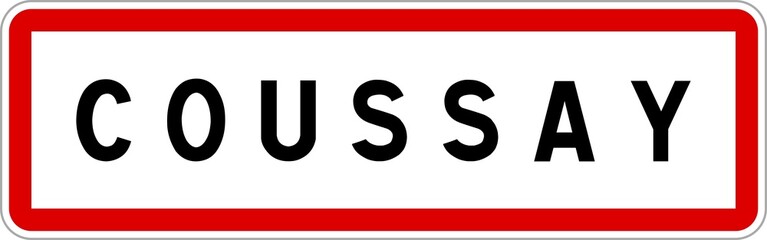 Panneau entrée ville agglomération Coussay / Town entrance sign Coussay