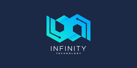 Infinity logo with tech design Premium Vector