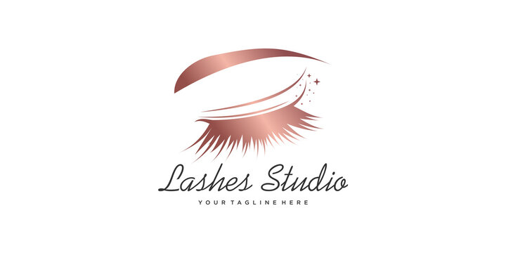 Lashes logo for beauty Premium Vector