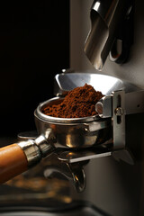 Coffee grinder machine grinding coffee