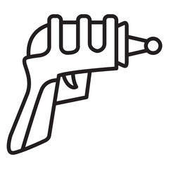 Futuristic weapon. Cartoon gun blaster. Laser pistol.Isolated on white background.Vector flat illustration.