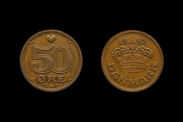 Danish krone coin obverse and reverse.