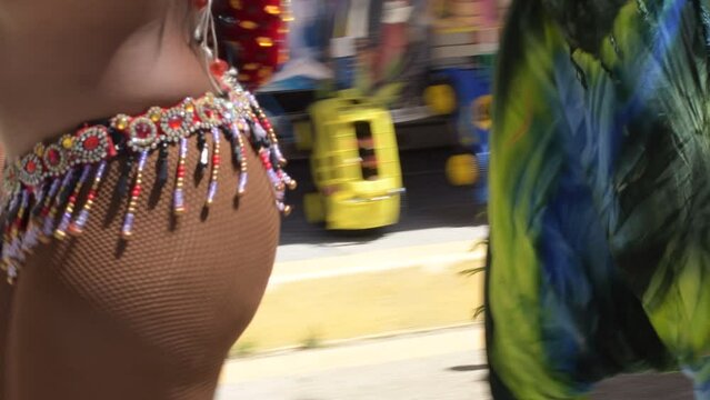 Girl dancing samba in a Brazilian street parade