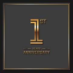 1 Year Anniversary logotype. Anniversary celebration template design for booklet, leaflet, magazine, brochure poster, banner, web, invitation or greeting card. Vector illustrations.