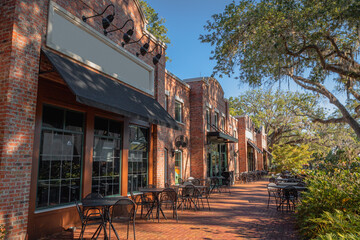 Winter Garden downtown, a suburb of greater Orlando: Plant St market with craft breweries and outdoor cafes.