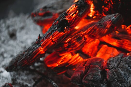 Glowing embers of a fire