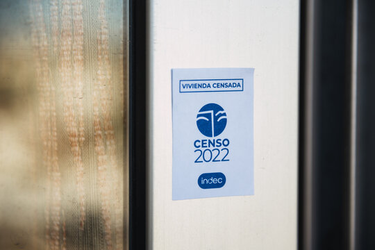 C&oacute;rdoba, Argentina, May 18, 2022, label with text in Spanish "Housing registered census 2022 INDEC"