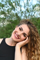 Naklejka premium modella sorriso ragazza sorridente 