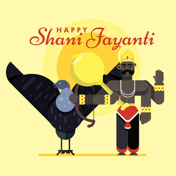Happy shani jayanti god diwas hindu festival celebration indian culture greeting wishes crow vector