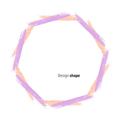 Geometry hexagonal frame on white isolated background. Hexagon brushstroke. Violet pink grunge brush. Vector illustration. - 505543498