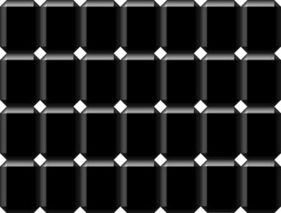 Black background with large rectangular mosaic. Geometric plastic patterned background, generated objects, seamless background.