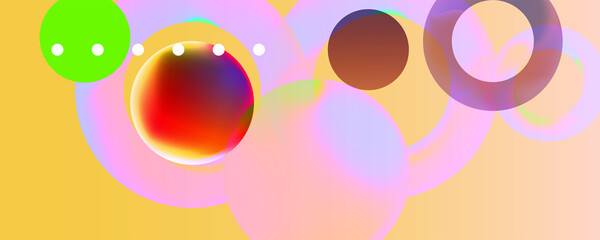 Bright summer Retro futuristic neon abstraction background. Graphic elements different colors line shapes and round shapes data style