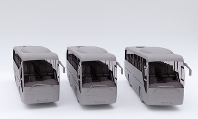 3d illustration, buses, 3d rendering