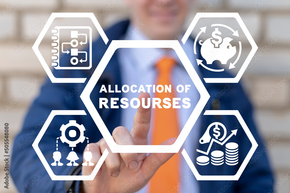 Poster allocation of resources marketing concept. marketing planning development strategy business technolo