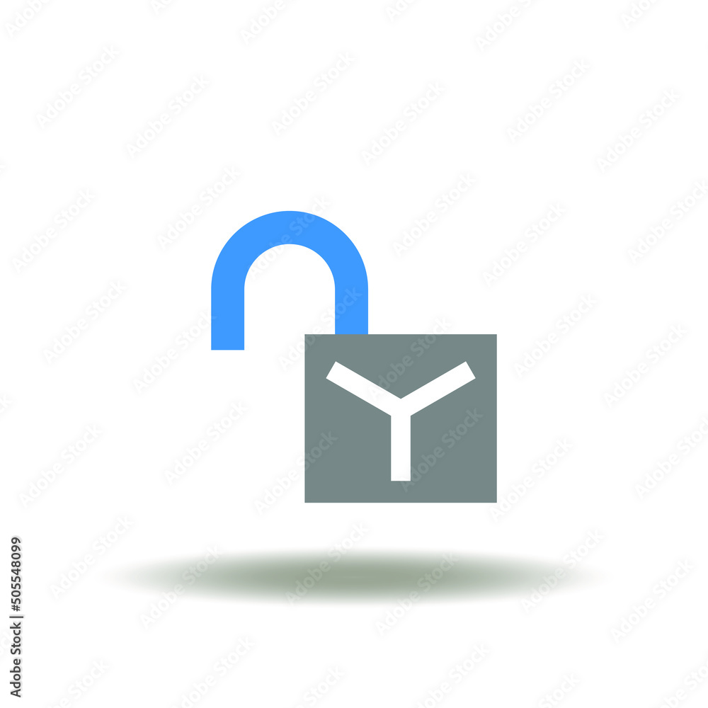 Poster vector illustration of open lock or unlock padlock. icon of privacy security. symbol of data access 