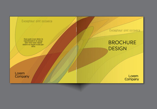 Brochure Cover Layout with Abstract Overlapping Pastel Transparent Shapes