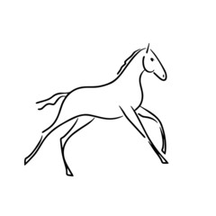 Stylized vector image of a galloping foal