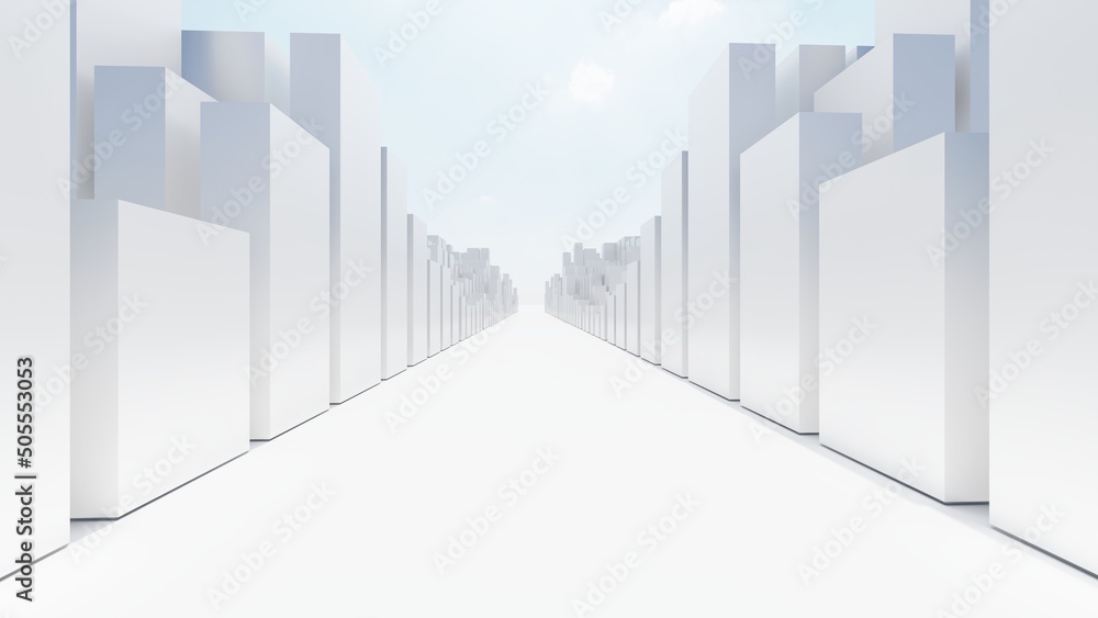 Poster architecture background white city buildings models 3d rendering