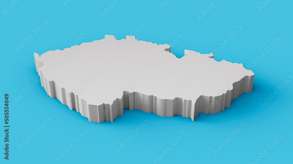 Poster 3d rendering of a czech republic map isolated on a blue background