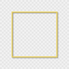 Square Golden Frame on transparent Background