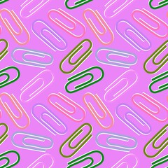 School seamless paper clip pattern for fabrics and packaging and linens and kids and wrapping paper and office
