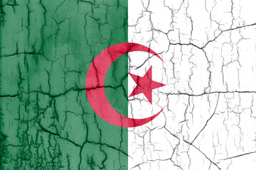 Textured photo of the flag of Algeria with cracks.