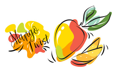 Tropical fresh mango with juicy logo