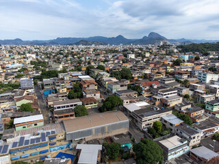 Slum favela-style community city on the outskirts of Vitoria, Cariacica, Espirito Santo - aerial...