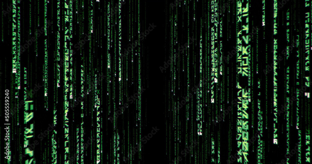 Aufkleber illustration of random falling number characters of matrix digital background