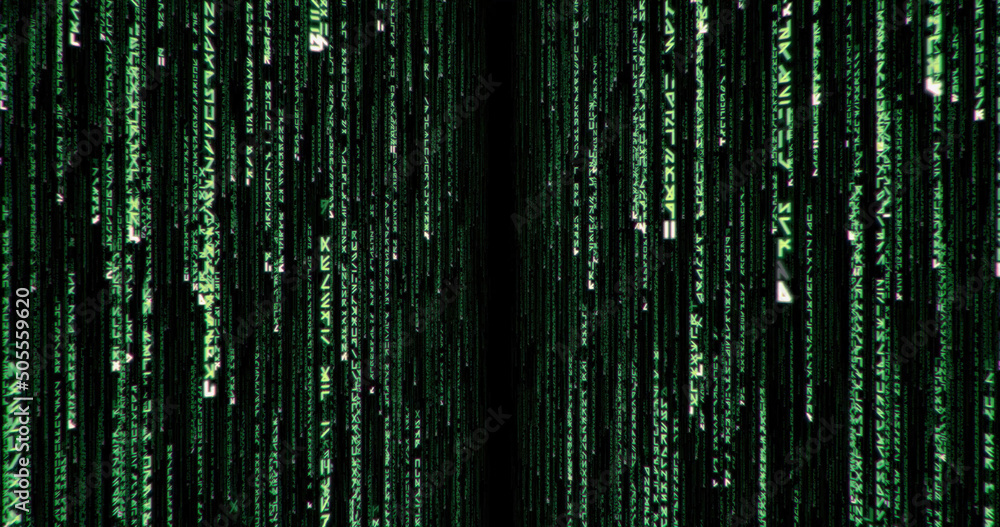 Aufkleber illustration of random falling number characters of matrix digital background