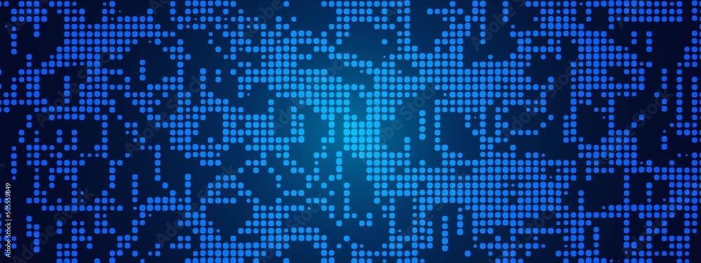 Poster blue abstract mosaic background. shimmer texture of particles, squares. wave pattern of geometric sh