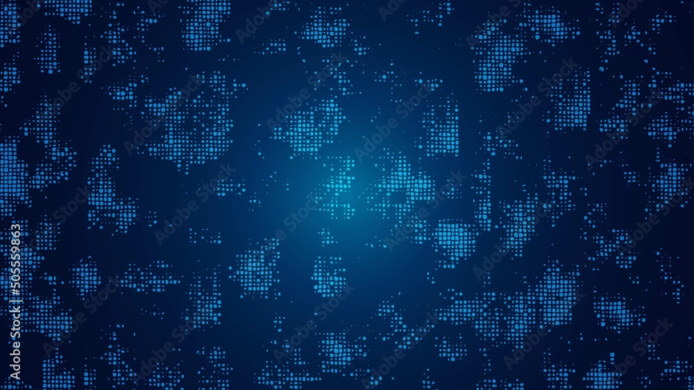 Poster blue abstract mosaic background. shimmer texture of particles, squares. wave pattern of geometric sh