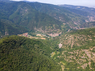 Aerial view of Rhodopes near The Red Wall peak, Bulgaria