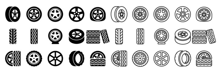 Tire icons vector set illustration