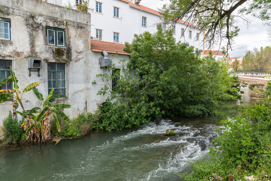 River Almond in the Historic Center of the city of Torres Novas, district of Santarem, Portugal