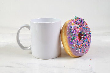 11 oz Mug Mockup with Donut with Sprinkles