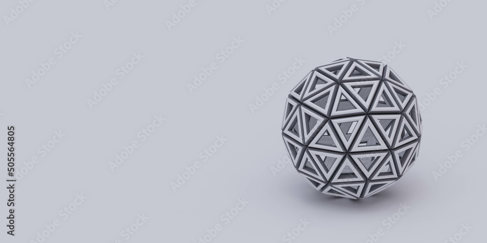 Poster abstract white geometric shape object with random pattern 3d render illustration