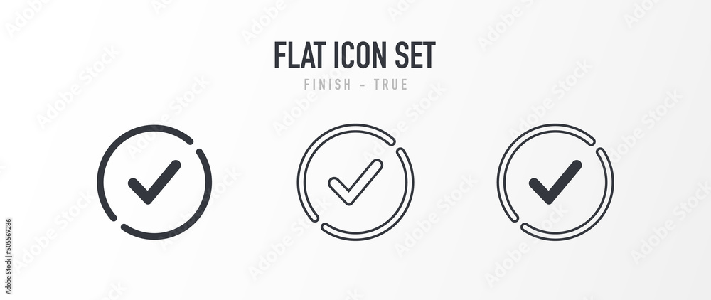 Poster check mark icon, checked, yes and no. true false sign. tick okay accept valid icon button. check con