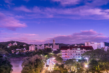 Prefeitura Blumenau - Santa Catarina - Rio itajai açu - Por do sol - enxaimel - capital da cerveja