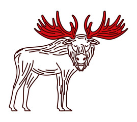 Fototapeta na wymiar moose with red horns