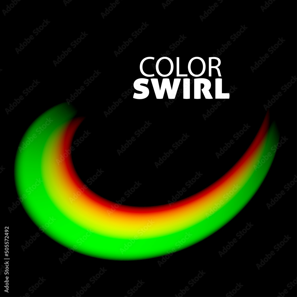 Poster color swirl. multicolored brushstroke on black. vector graphics