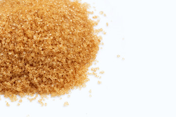 Brown sugar on white background