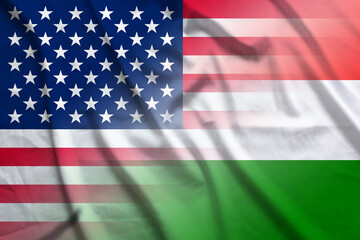 Fototapeta na wymiar USA and Hungary state flag transborder contract HUN USA