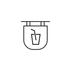 Signboard for shops and stores. Monochrome sign and editable stroke. Suitable for advertisement, books, internet sites, apps. Vector line icon of cup of soda on signboard