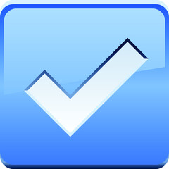Shiny blue check mark icon