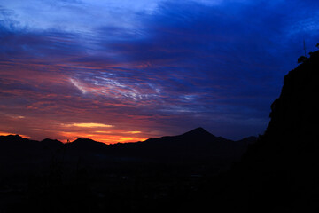 blue light and orange at sunrise