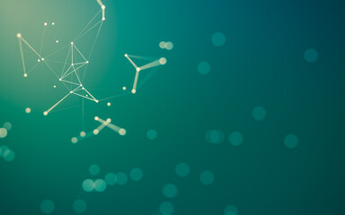 Abstract background. Molecules technology with polygonal shapes, connecting dots and lines. Connection structure. Big data visualization.