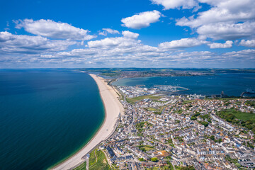 Isle of Portland from a drone, Weymouth, Dorset, England, Europe