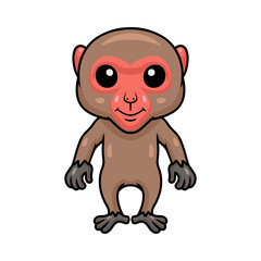 Cute little japanese macaque cartoon standing